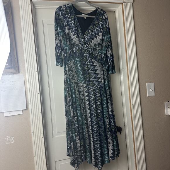Monroe&Main Size 14 Blue V Neck Spring Summer Cruise Romantic Midi Dress - Picture 1 of 6
